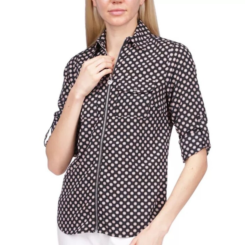 Brand New MICHAEL Michael Kors Zip-Front Utility Shirt, Size S